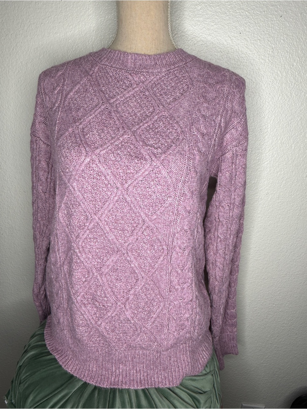 Ultra Flirt Lavender Cable Crewneck Sweater